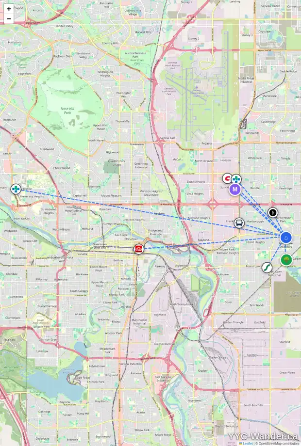 Daily accessibility map for 4 PENWORTH GR SE, Calgary showing nearby schools, grocery stores, parks, LRT stations and nearby amenities