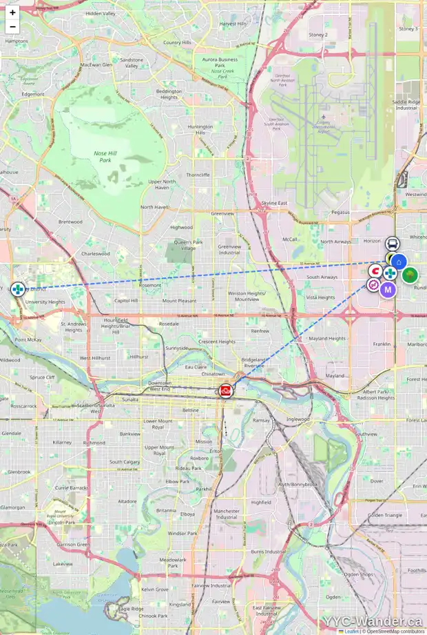 Daily accessibility map for 35 WHITMAN CL NE, Calgary showing nearby schools, grocery stores, parks, LRT stations and nearby amenities