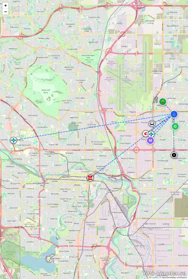 Daily accessibility map for 88 TEMPLEMONT CI NE, Calgary showing nearby schools, grocery stores, parks, LRT stations and nearby amenities