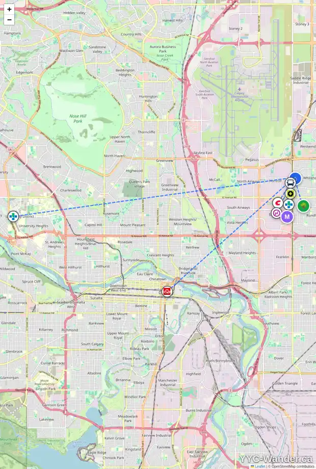 Daily accessibility map for 27 WHITMIRE RD NE, Calgary showing nearby schools, grocery stores, parks, LRT stations and nearby amenities
