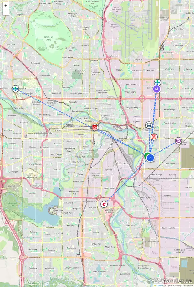 Daily accessibility map for 60 DOVISTA CO SE, Calgary showing nearby schools, grocery stores, parks, LRT stations and nearby amenities