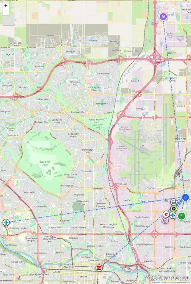 Daily accessibility map for 319 WHITEFIELD DR NE, Calgary showing nearby schools, grocery stores, parks, LRT stations and nearby amenities