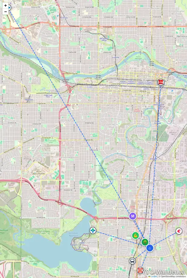 Daily accessibility map for 116 78 AV SE, Calgary showing nearby schools, grocery stores, parks, LRT stations and nearby amenities