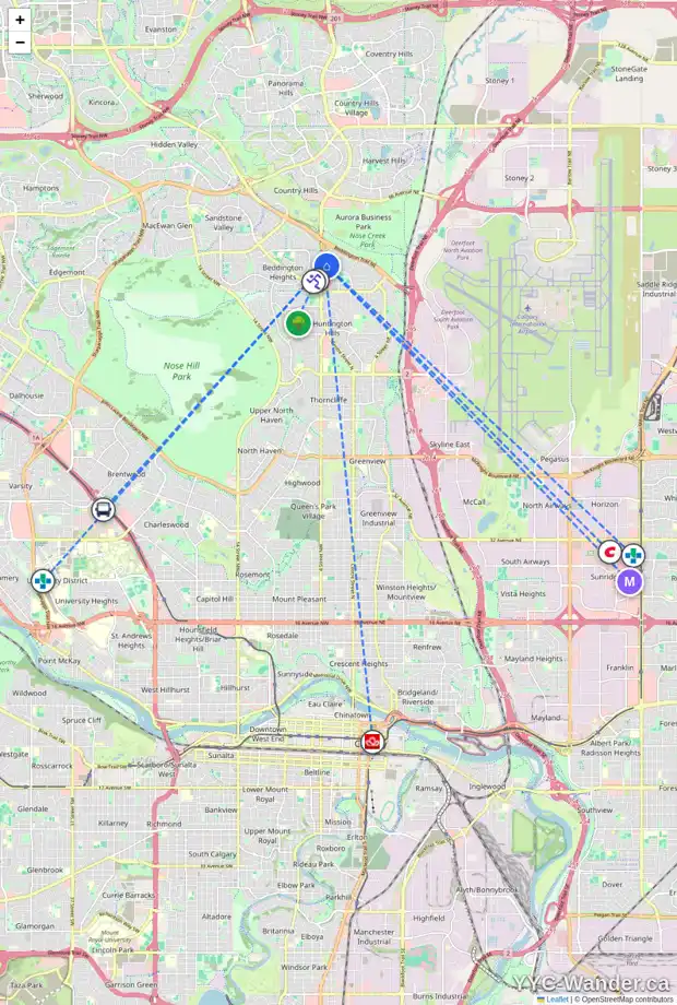 Daily accessibility map for 316 BEDDINGTON CI NE, Calgary showing nearby schools, grocery stores, parks, LRT stations and nearby amenities