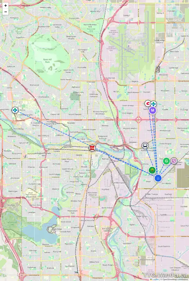 Daily accessibility map for 171 DOVERCLIFFE WY SE, Calgary showing nearby schools, grocery stores, parks, LRT stations and nearby amenities