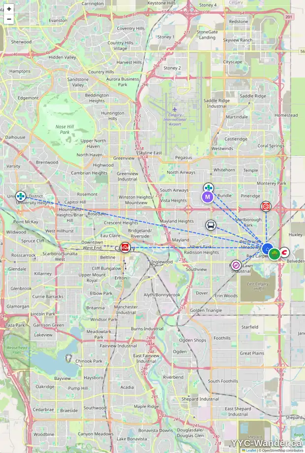 Daily accessibility map for 957 APPLEWOOD DR SE, Calgary showing nearby schools, grocery stores, parks, LRT stations and nearby amenities