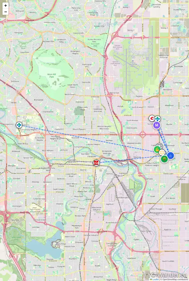 Daily accessibility map for 4510 FORDHAM CR SE, Calgary showing nearby schools, grocery stores, parks, LRT stations and nearby amenities
