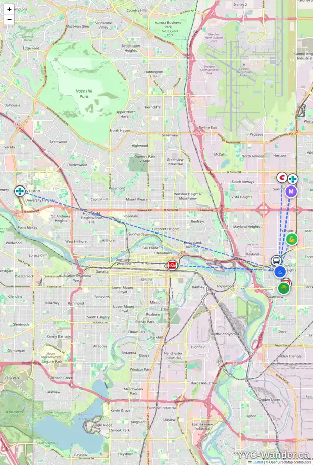 Daily accessibility map for 732 RAYNARD CR SE, Calgary showing nearby schools, grocery stores, parks, LRT stations and nearby amenities