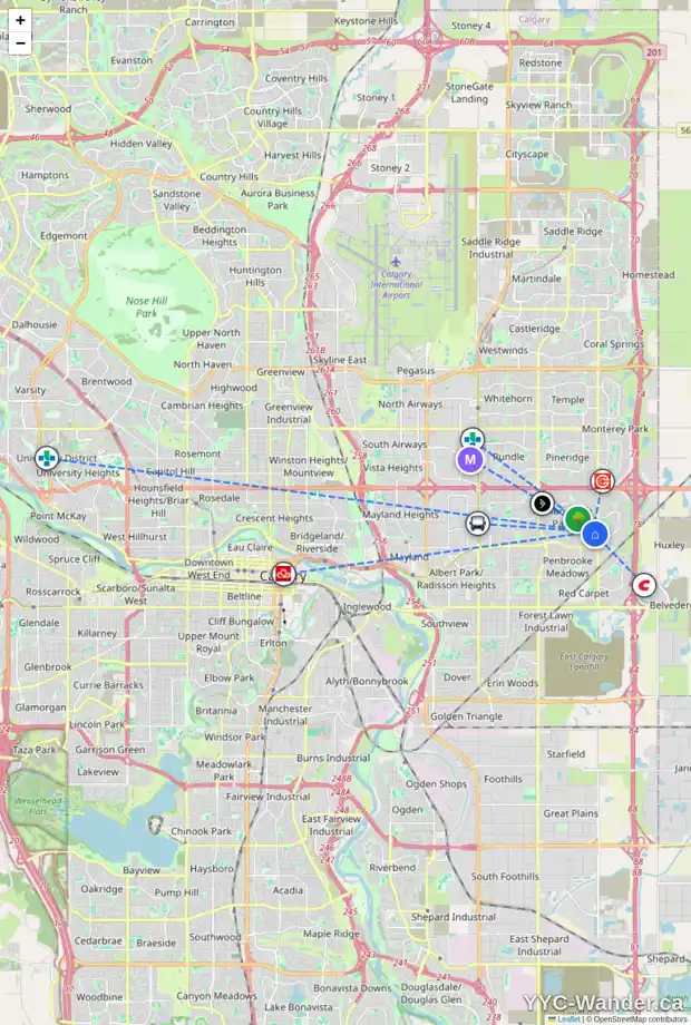 Daily accessibility map for 511 MALVERN DR NE, Calgary showing nearby schools, grocery stores, parks, LRT stations and nearby amenities