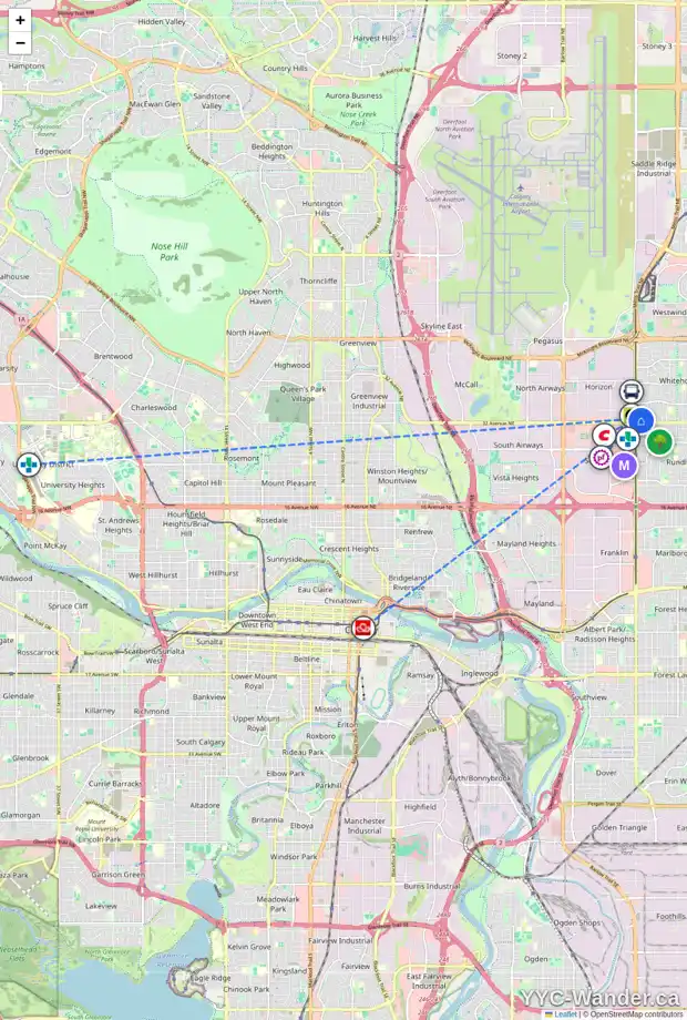 Daily accessibility map for 37 WHITMAN CL NE, Calgary showing nearby schools, grocery stores, parks, LRT stations and nearby amenities