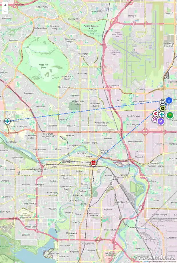 Daily accessibility map for 216 WHITEFIELD DR NE, Calgary showing nearby schools, grocery stores, parks, LRT stations and nearby amenities
