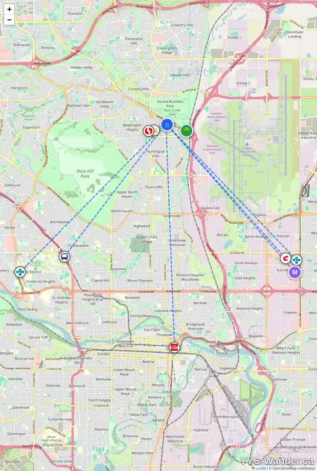 Daily accessibility map for 56 BEDDINGTON CI NE, Calgary showing nearby schools, grocery stores, parks, LRT stations and nearby amenities