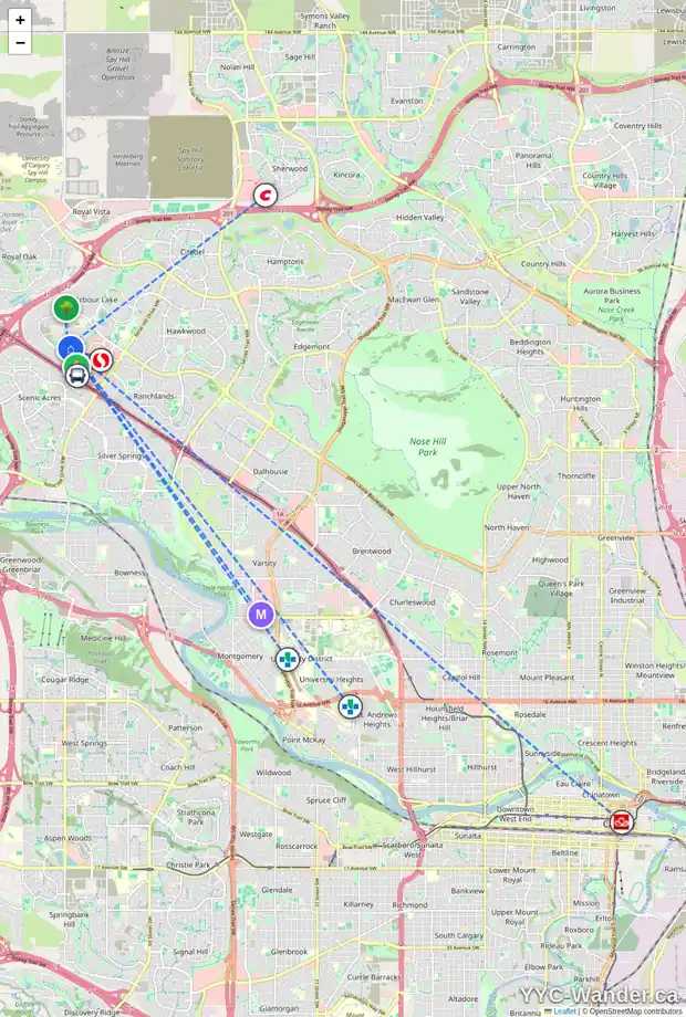 Daily accessibility map for 291 ARBOUR GROVE CL NW, Calgary showing nearby schools, grocery stores, parks, LRT stations and nearby amenities