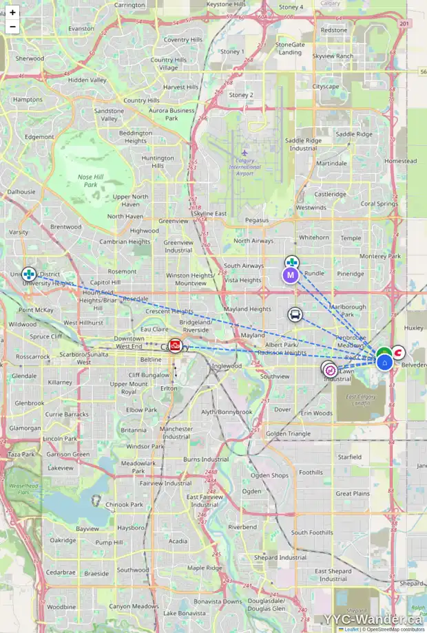 Daily accessibility map for 107 APPLESTONE PA SE, Calgary showing nearby schools, grocery stores, parks, LRT stations and nearby amenities