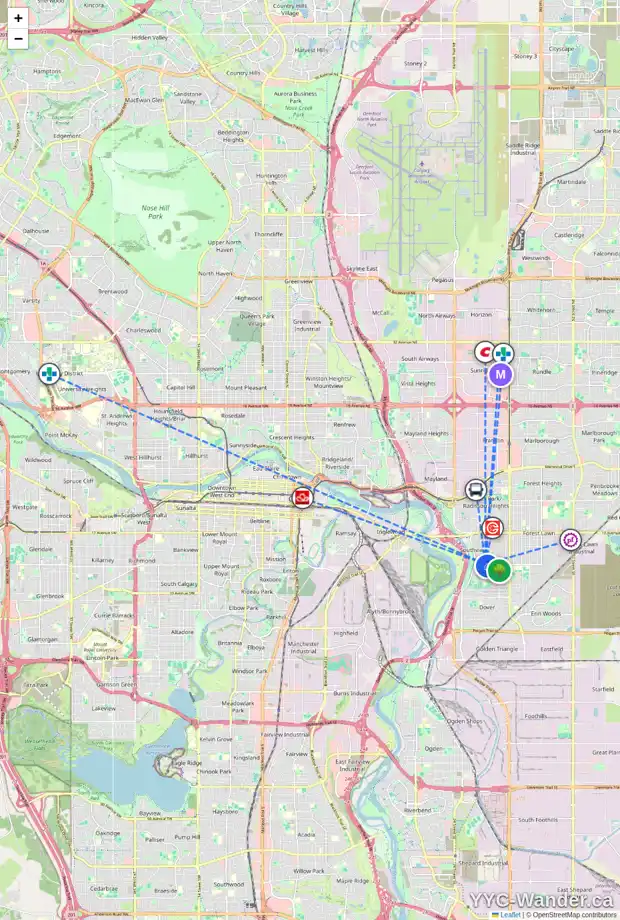 Daily accessibility map for 2918 26 AV SE, Calgary showing nearby schools, grocery stores, parks, LRT stations and nearby amenities