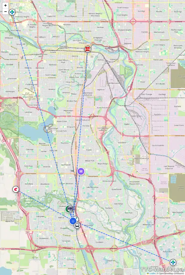 Daily accessibility map for 74 MILLBANK HL SW, Calgary showing nearby schools, grocery stores, parks, LRT stations and nearby amenities