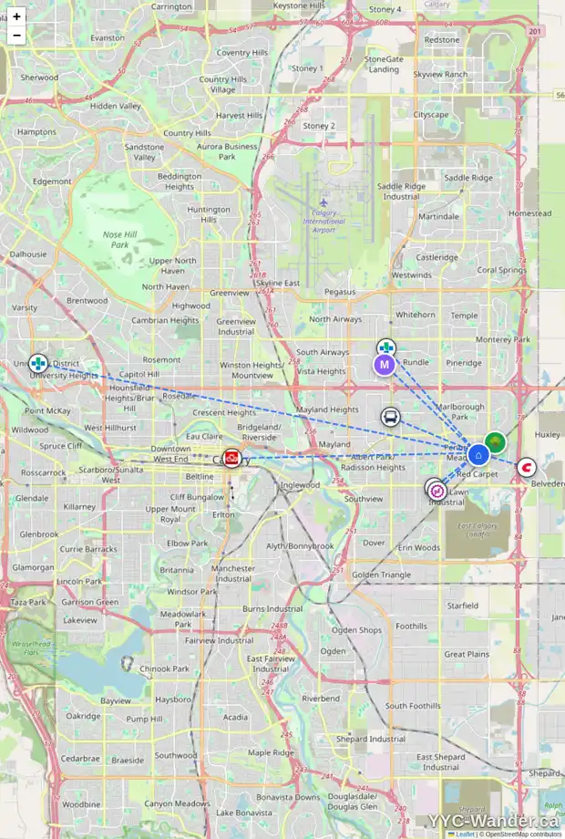 Daily accessibility map for 227 PENBROOKE WY SE, Calgary showing nearby schools, grocery stores, parks, LRT stations and nearby amenities
