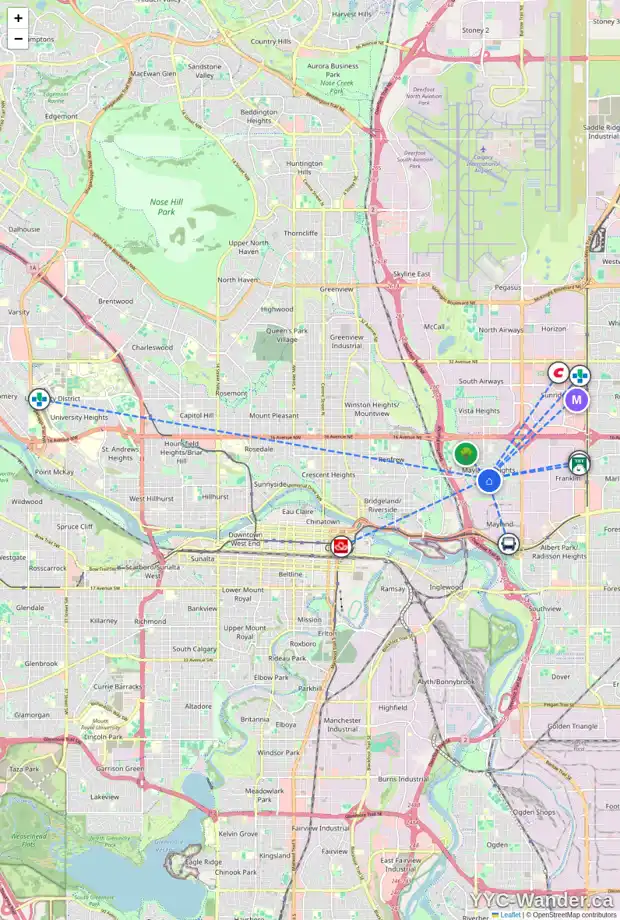 Daily accessibility map for 824 MATADOR CR NE, Calgary showing nearby schools, grocery stores, parks, LRT stations and nearby amenities