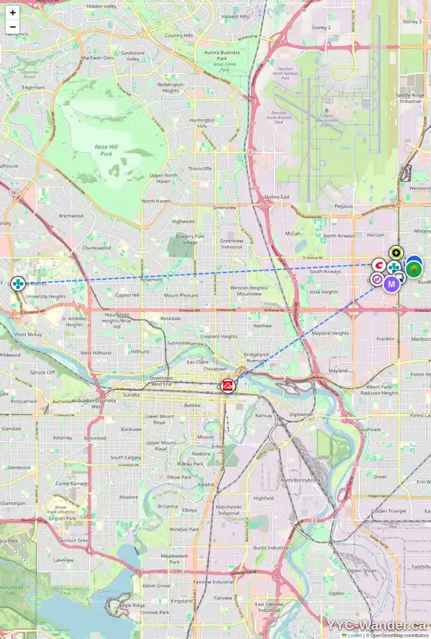 Daily accessibility map for 10 RUNDLELAWN CL NE, Calgary showing nearby schools, grocery stores, parks, LRT stations and nearby amenities