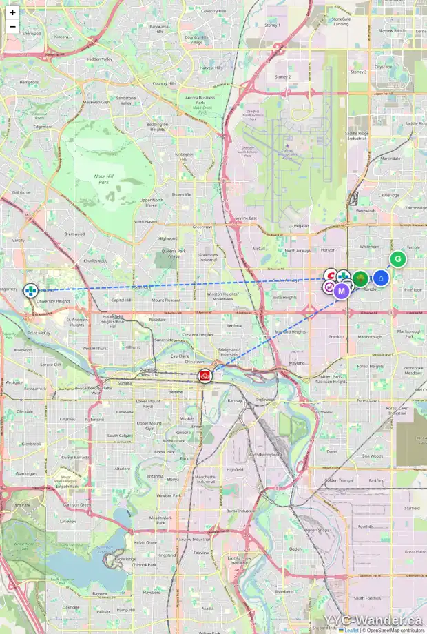 Daily accessibility map for 824 RUNDLESIDE DR NE, Calgary showing nearby schools, grocery stores, parks, LRT stations and nearby amenities