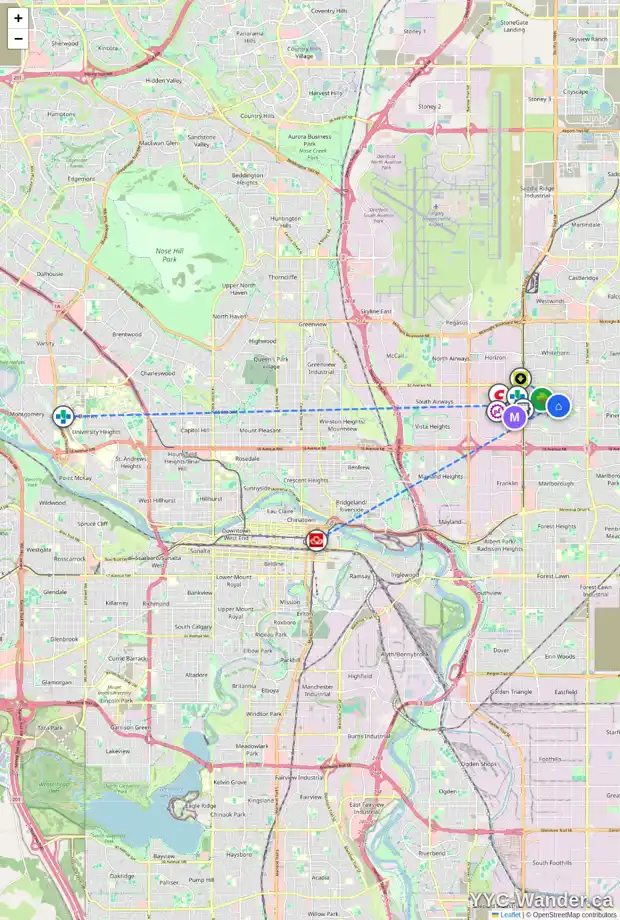 Daily accessibility map for 116 RUNDLEHILL DR NE, Calgary showing nearby schools, grocery stores, parks, LRT stations and nearby amenities
