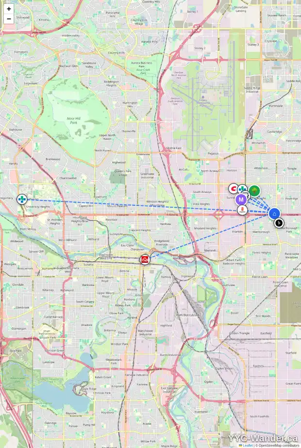 Daily accessibility map for 808 RUNDLECAIRN WY NE, Calgary showing nearby schools, grocery stores, parks, LRT stations and nearby amenities