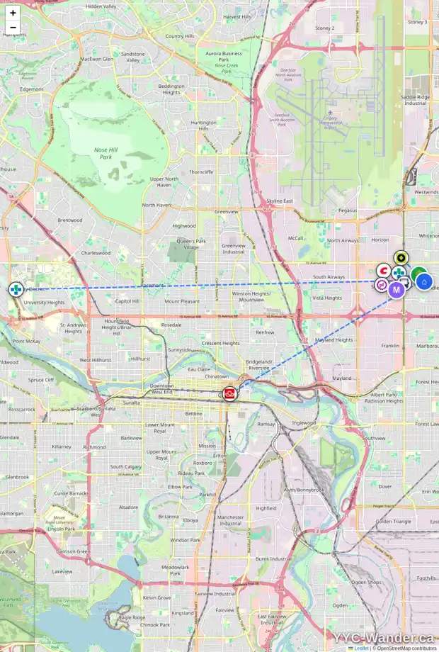 Daily accessibility map for 12 RUNDLELAWN GR NE, Calgary showing nearby schools, grocery stores, parks, LRT stations and nearby amenities