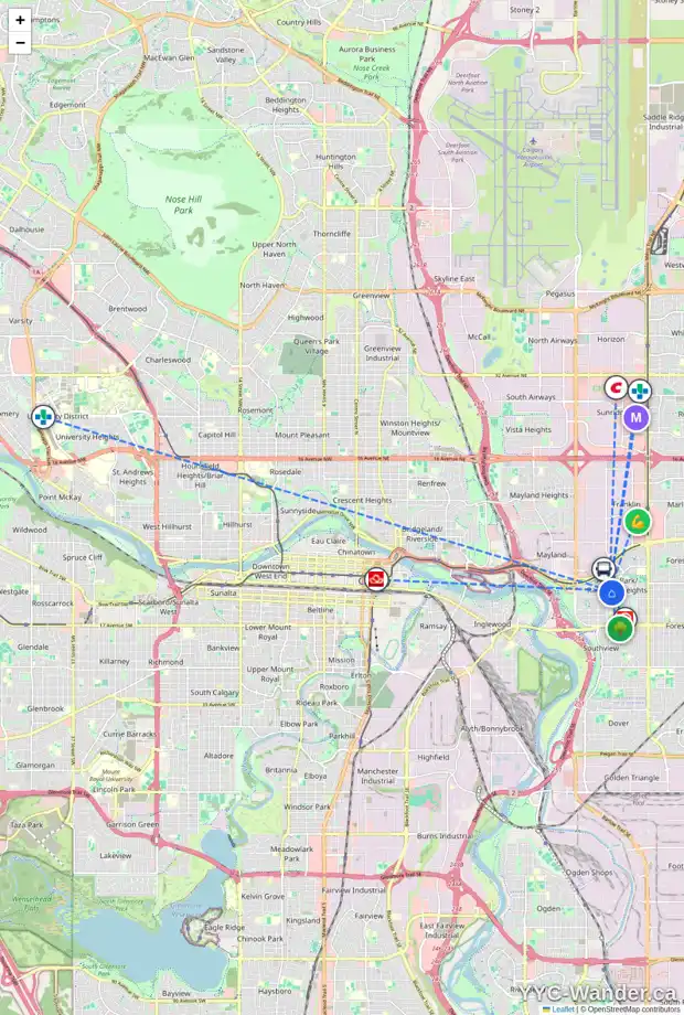 Daily accessibility map for 736 RAYNARD CR SE, Calgary showing nearby schools, grocery stores, parks, LRT stations and nearby amenities
