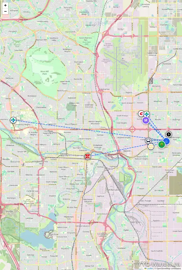 Daily accessibility map for 5144 MARIAN WY NE, Calgary showing nearby schools, grocery stores, parks, LRT stations and nearby amenities