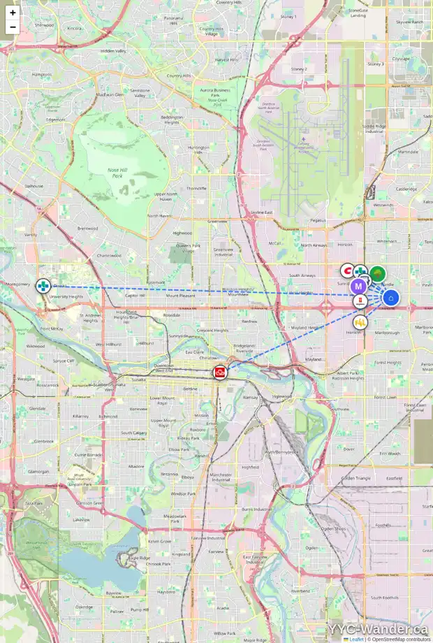 Daily accessibility map for 4716 RUNDLEHORN DR NE, Calgary showing nearby schools, grocery stores, parks, LRT stations and nearby amenities