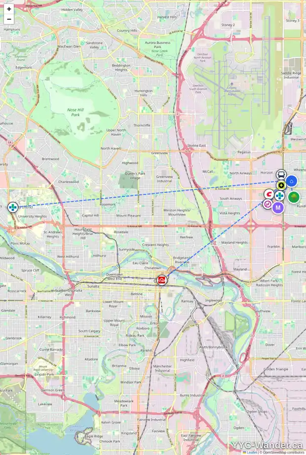 Daily accessibility map for 3959 WHITEHORN DR NE, Calgary showing nearby schools, grocery stores, parks, LRT stations and nearby amenities