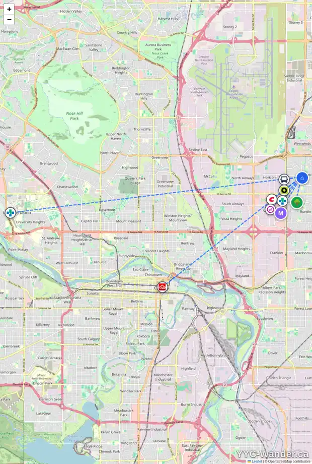 Daily accessibility map for 47 WHITEFIELD PL NE, Calgary showing nearby schools, grocery stores, parks, LRT stations and nearby amenities