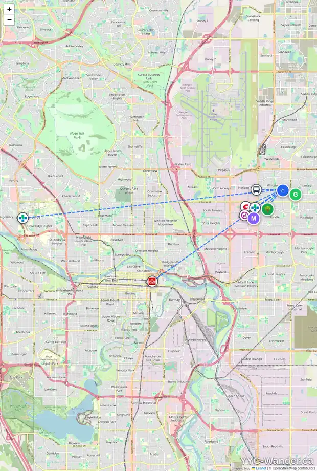 Daily accessibility map for 420 WHITEHORN PL NE, Calgary showing nearby schools, grocery stores, parks, LRT stations and nearby amenities
