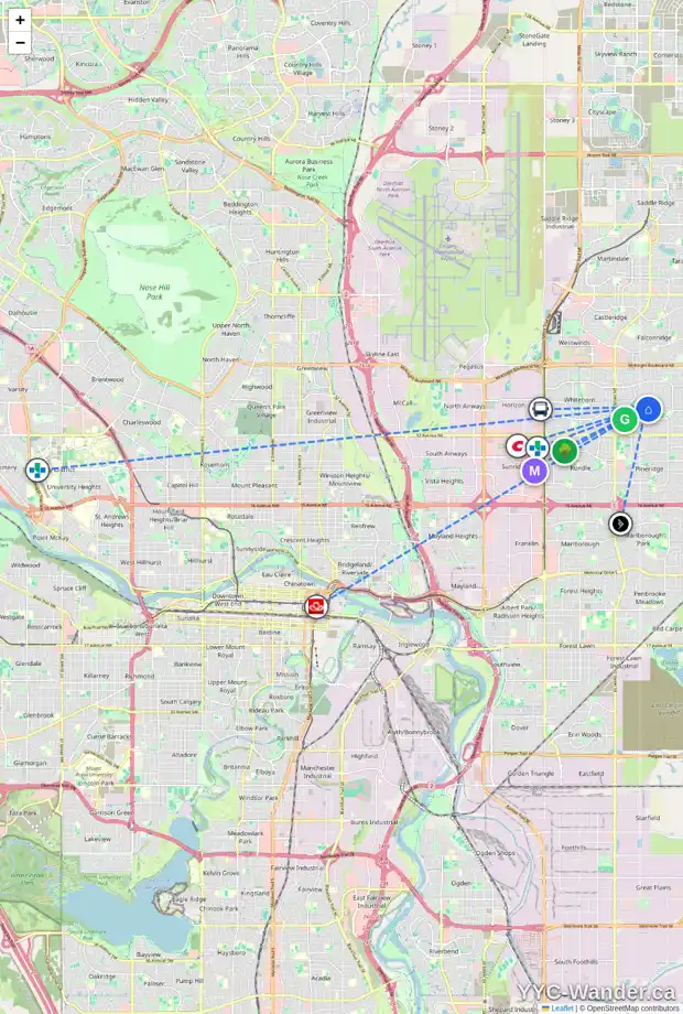 Daily accessibility map for 23B TEMPLEHILL PL NE, Calgary showing nearby schools, grocery stores, parks, LRT stations and nearby amenities