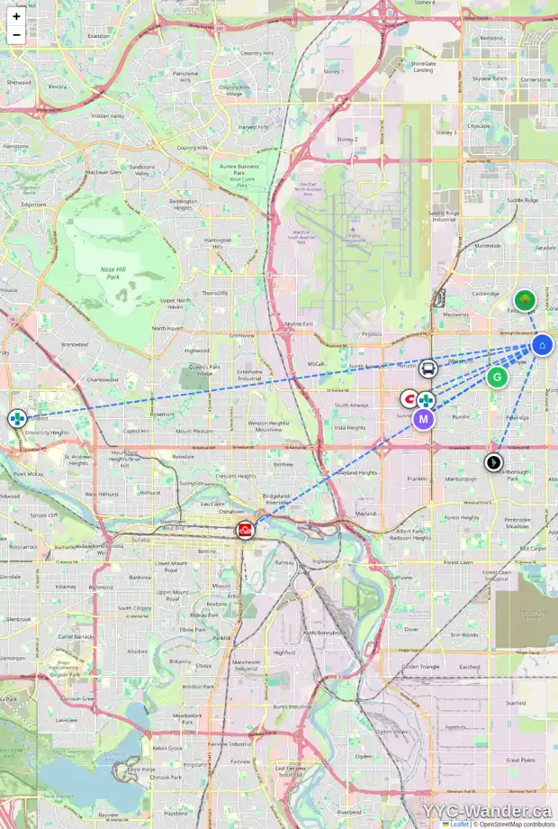Daily accessibility map for 191 TEMPLEBY DR NE, Calgary showing nearby schools, grocery stores, parks, LRT stations and nearby amenities