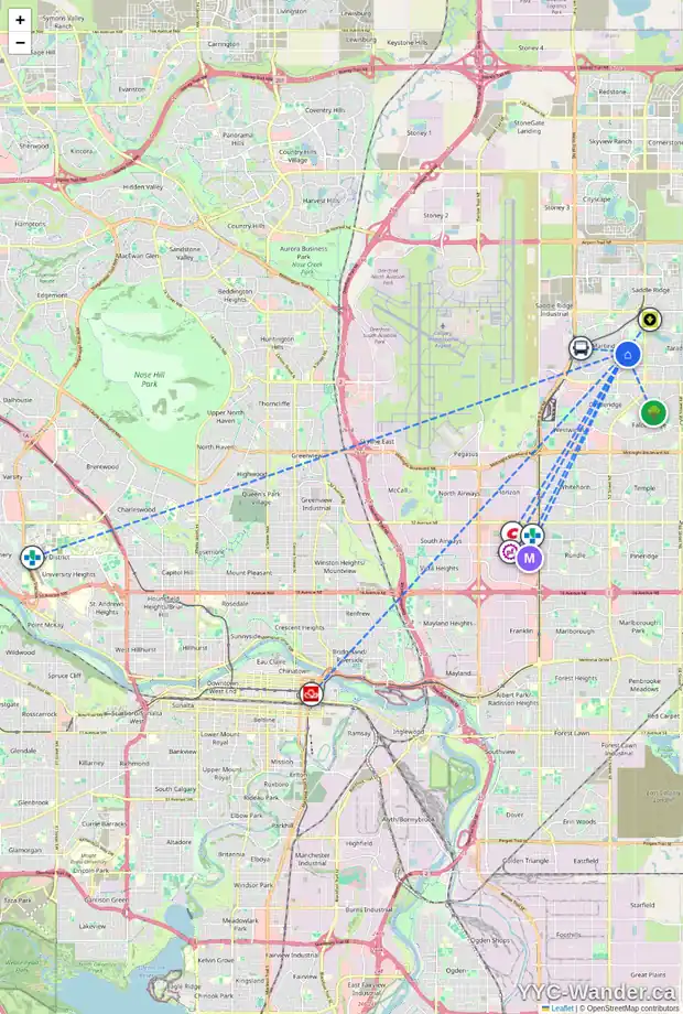 Daily accessibility map for 193 MARTINDALE DR NE, Calgary showing nearby schools, grocery stores, parks, LRT stations and nearby amenities