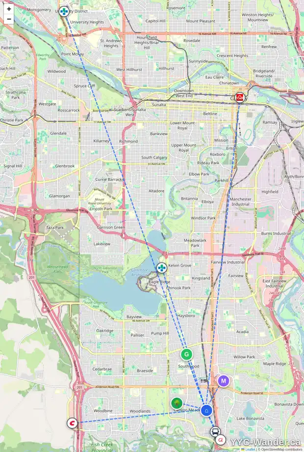 Daily accessibility map for 756 CANTRELL DR SW, Calgary showing nearby schools, grocery stores, parks, LRT stations and nearby amenities