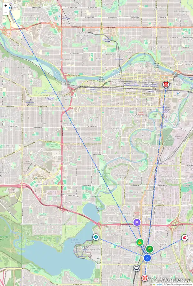 Daily accessibility map for 23 FIELDING DR SE, Calgary showing nearby schools, grocery stores, parks, LRT stations and nearby amenities
