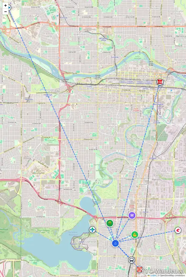 Daily accessibility map for 145 CHEROVAN DR SW, Calgary showing nearby schools, grocery stores, parks, LRT stations and nearby amenities