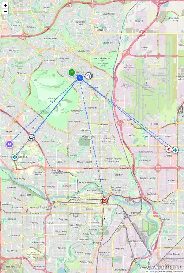 Daily accessibility map for 491 BERKLEY CR NW, Calgary showing nearby schools, grocery stores, parks, LRT stations and nearby amenities