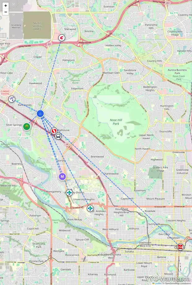 Daily accessibility map for 123 RANCH ESTATES PL NW, Calgary showing nearby schools, grocery stores, parks, LRT stations and nearby amenities