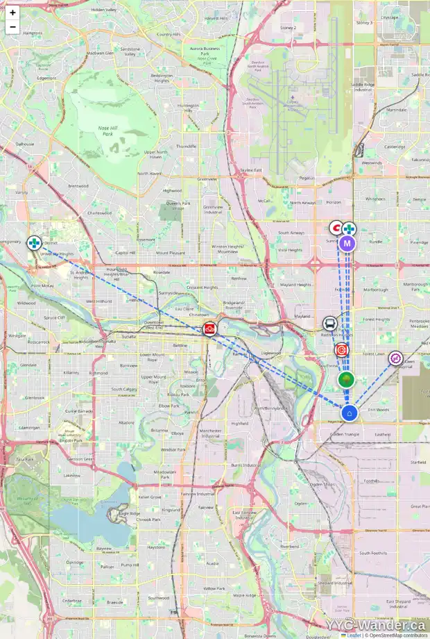 Daily accessibility map for 4127 DOVERVIEW DR SE, Calgary showing nearby schools, grocery stores, parks, LRT stations and nearby amenities