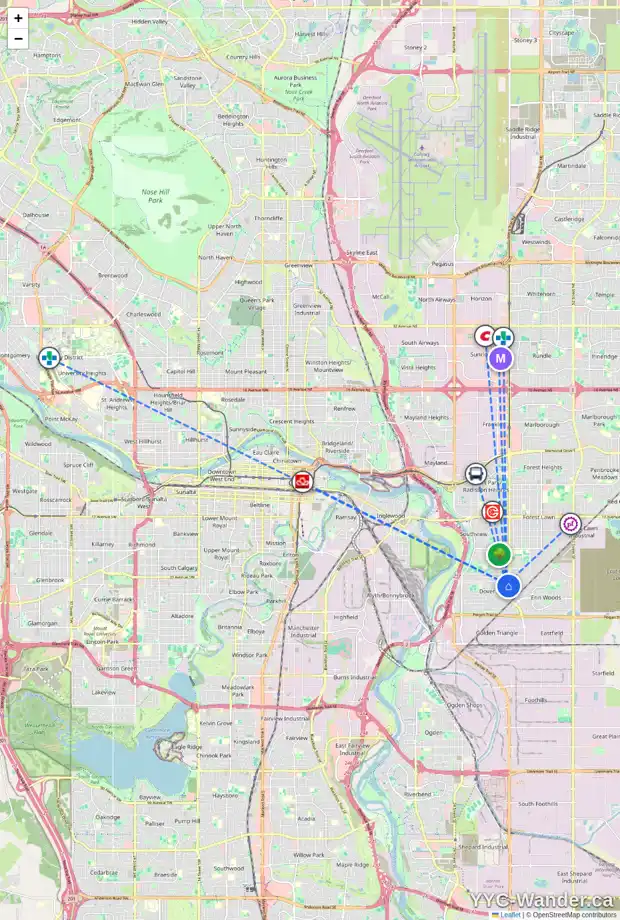 Daily accessibility map for 259 DOVER RIDGE CL SE, Calgary showing nearby schools, grocery stores, parks, LRT stations and nearby amenities