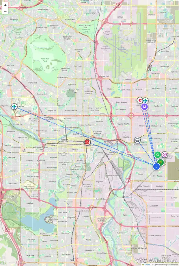 Daily accessibility map for 3033 DOVERVILLE CR SE, Calgary showing nearby schools, grocery stores, parks, LRT stations and nearby amenities