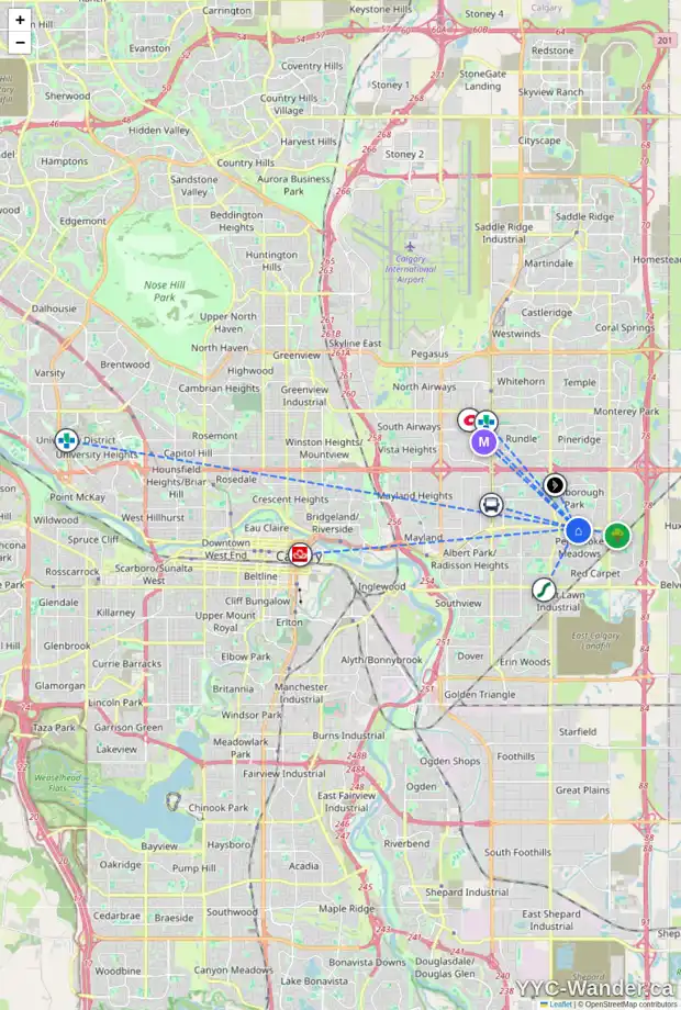 Daily accessibility map for 32 PENWORTH GR SE, Calgary showing nearby schools, grocery stores, parks, LRT stations and nearby amenities