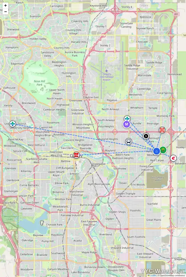 Daily accessibility map for 6524 PENBROOKE DR SE, Calgary showing nearby schools, grocery stores, parks, LRT stations and nearby amenities