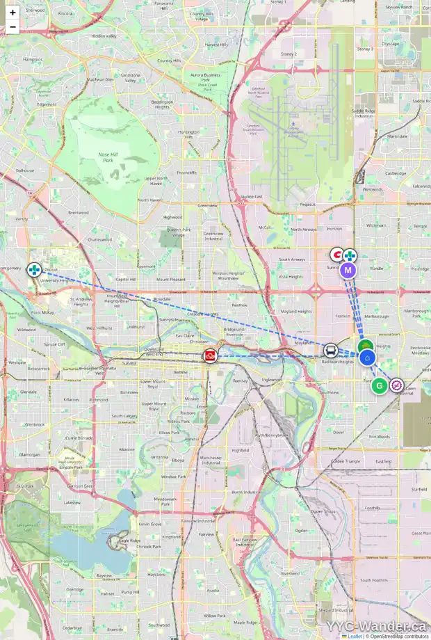 Daily accessibility map for 103 FONDA WY SE, Calgary showing nearby schools, grocery stores, parks, LRT stations and nearby amenities