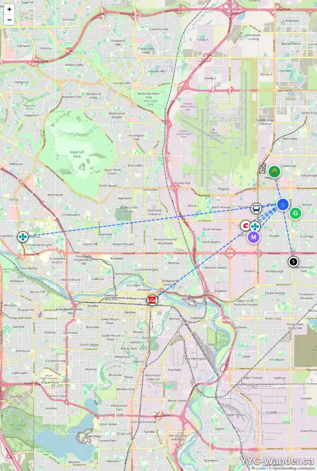 Daily accessibility map for 640 WHITERIDGE WY NE, Calgary showing nearby schools, grocery stores, parks, LRT stations and nearby amenities