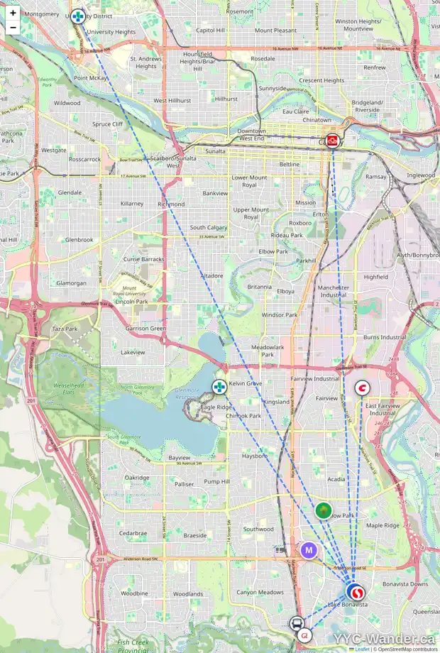 Daily accessibility map for 12235 LAKE LOUISE WY SE, Calgary showing nearby schools, grocery stores, parks, LRT stations and nearby amenities