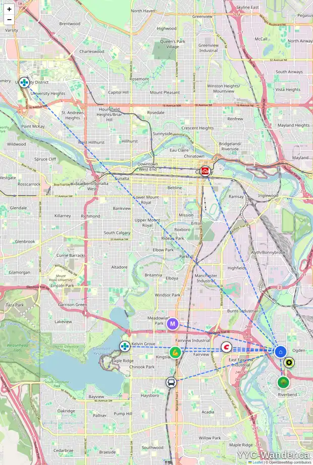 Daily accessibility map for 508 LYSANDER DR SE, Calgary showing nearby schools, grocery stores, parks, LRT stations and nearby amenities